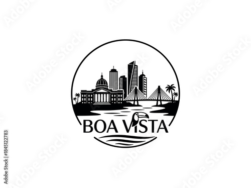Boa Vista city of Brazil skyline emblem with landmarks