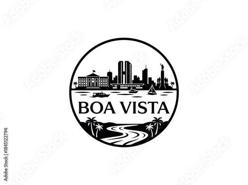 Boa Vista city of Brazil skyline emblem with landmarks