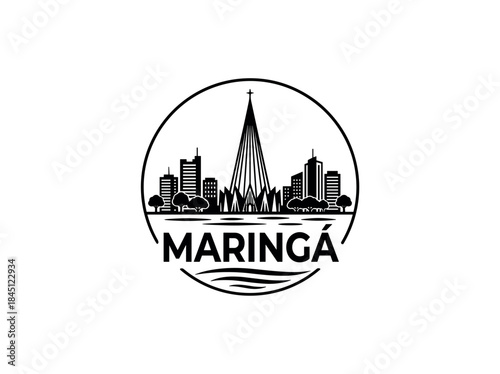 Wallpaper Mural Maringa city of Brazil skyline emblem with landmarks Torontodigital.ca