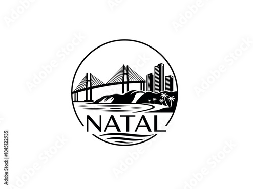 Natal city of Brazil skyline emblem with landmarks