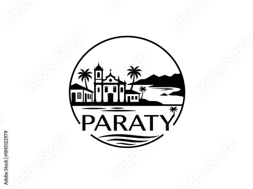 Paraty city of Brazil skyline emblem with landmarks
