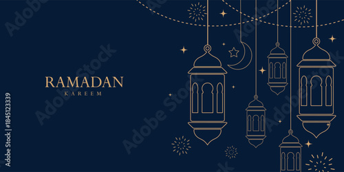 Ramadan Kareem banner, poster, greeting card, cover design set with mosque, Collection of Islamic windows, mosque doors, frames and arches. Arabic oriental style vector elements, Modern Islamic.