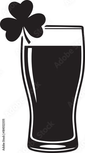 Black silhouette of a pint glass with a shamrock