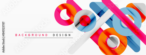 Abstract colorful ribbons intersect, creating dynamic visual effect. White background enhances vibrant shapes, modern design element.