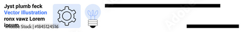 Gear mechanism and lightbulb sketch convey engineering, creativity, and innovation. Ideal for technology, strategy, brainstorming, engineering, software development, productivity and a simple