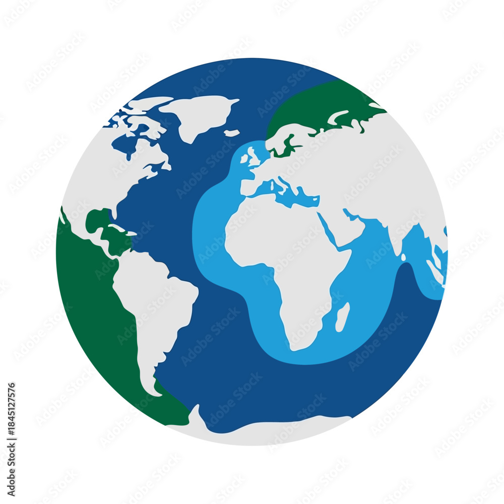 Fototapeta premium Illustration of the Earth showing continents and oceans.