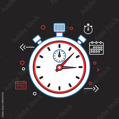 Stopwatch Illustration - Time Management and Productivity Concept.