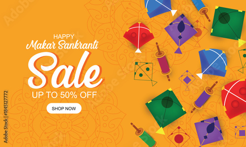 Happy makar Sankranti festival sale banner design