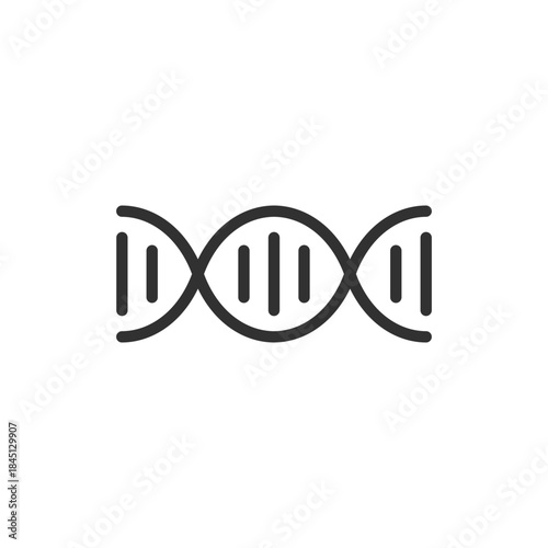 DNA double helix, linear icon. Genetic structure and molecular code. Line with editable stroke.
