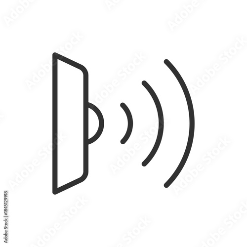 Sensor with signal waves, linear icon. Distance detection and motion alert. Line with editable stroke.