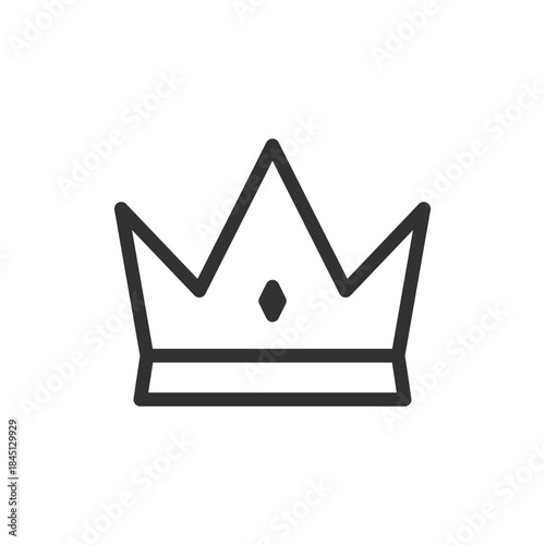 Crown symbol, linear icon. Royal authority and prestige emblem. Line with editable stroke.