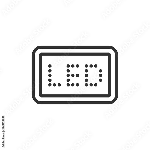 LED panel display, linear icon. Electronic screen with illuminated dots. Line with editable stroke.