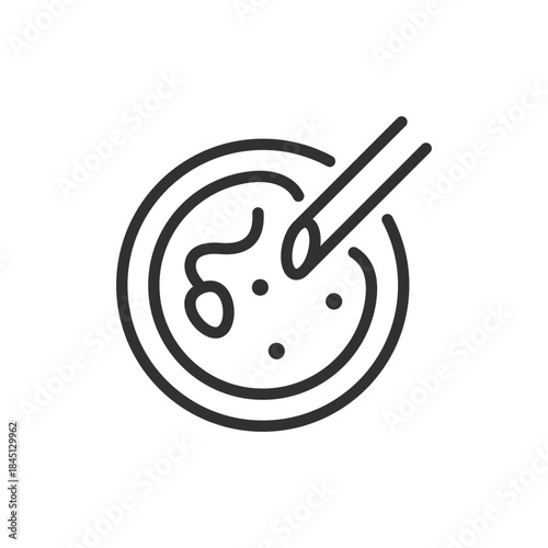 Sperm entering egg, linear icon. IVF fertilization and reproductive process. Line with editable stroke.