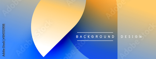 Abstract gradient background. Blue, orange, yellow hues blend smoothly. Minimalist design with text elements present. Modern aesthetic.