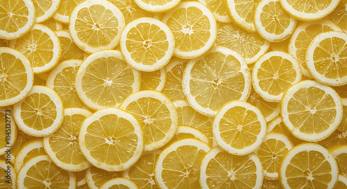  Fresh Yellow Lemon Slices Pattern - Bright Citrus Fruit Background with Minimalist Geometric Design and Vibrant Food Photography Perfect for Stock Images, Culinary Concepts, and Modern Wellness Theme