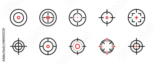 Transparent PNG available
Target and aim icon set, crosshair, bullseye vector, precision, accuracy, and focus icon for aiming, archery, shooting, or navigation