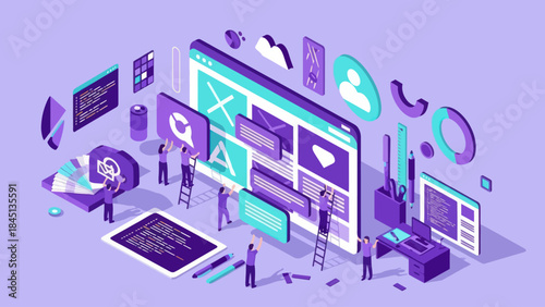 Web Design and Development Process Illustration.