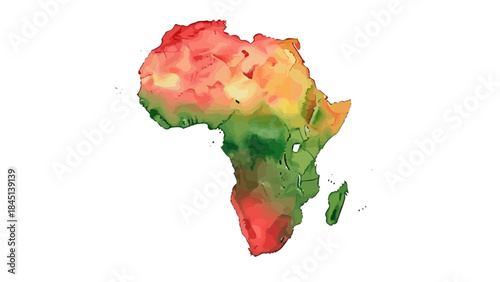Vibrant multicolored heatmap illustration of african continent on white background showing temperature or climate