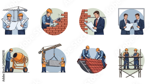 Construction Professionals Collaborating and Working on Various Building Projects