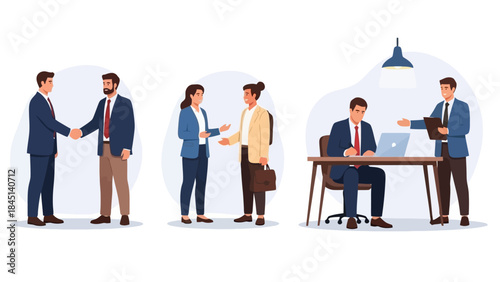 Business People in Professional Meetings and Agreements with Colleagues