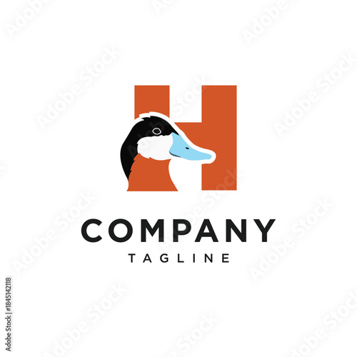 Letter H Ruddy Duck Logo Icon Vector