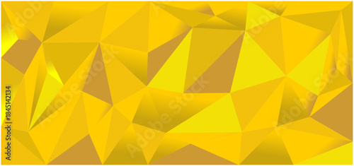 Golden Polygons Abstract Background | Bright Yellow and Gold Low Poly Texture | Geometric 3D Triangle Mosaic Wallpaper