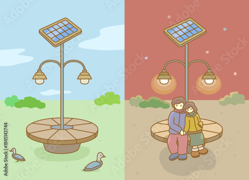 태양광 에너지 생활, 가로등과 벤치