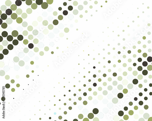 Abstract background with varying sizes of green and gray circular dots