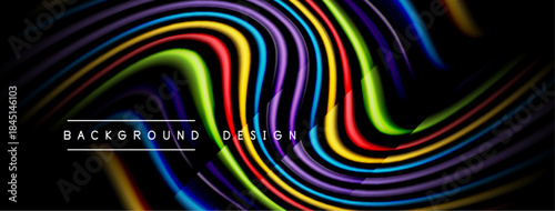 Colorful wavy lines create abstract background. Bright hues blend, forming dynamic visual texture. Modern design element.