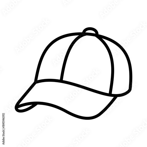 Baseball cap line icon, symbolizing casual fashion, sportswear, and everyday headwear. Ideal for apparel branding, streetwear design, and lifestyle applications.