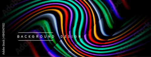 Vibrant colorful waves create dynamic background. Smooth lines blend, forming abstract design with bright hues. Modern aesthetic.