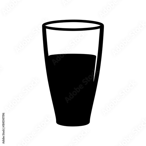 Black silhouette icon representing a tumbler glass partially filled with dark liquid.