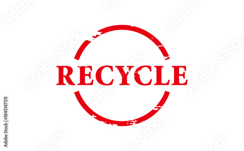 RECYCLE - Red Rubber Stamp with text RECYCLE

