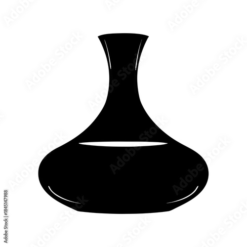 Elegant minimalist silhouette of a classic wine decanter on white background