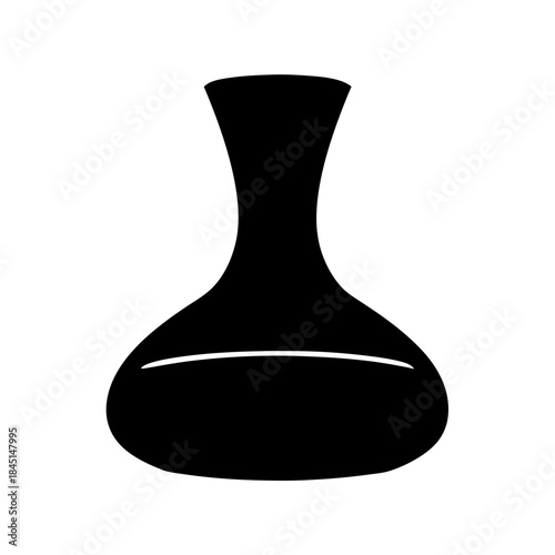 Minimalist black silhouette of a wine decanter on a white background