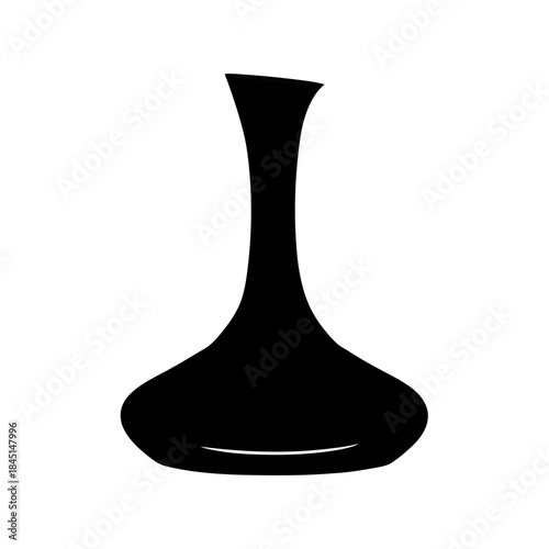 Minimalist silhouette of a classic wine decanter on a clean white background