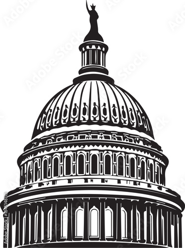 Iconic united states capitol building dome silhouette illustration