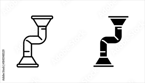 Pipeline system line icon set. Simple line icon of an industrial pipe system. Suitable for plumbing, water supply, construction, infrastructure, and engineering concepts.