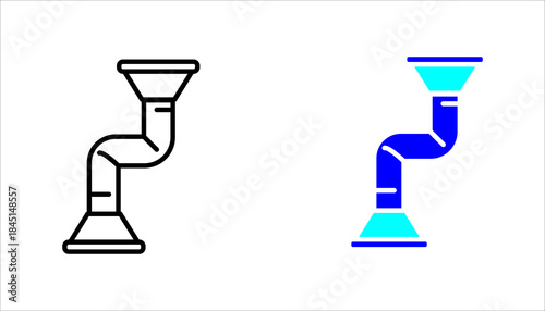 Pipeline system line icon set. Simple line icon of an industrial pipe system. Suitable for plumbing, water supply, construction, infrastructure, and engineering concepts.