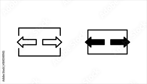 Horizontal Resize Arrows Line Icon Line icon with left and right arrows indicating horizontal resize, expand, or adjust width. Suitable for interface, layout, and design tools.