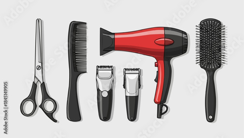 Collection of Professional Hairdressing Tools and Equipment.