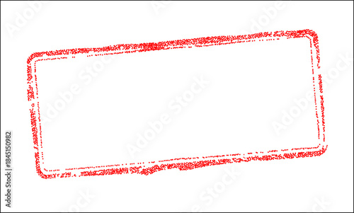 Red digital stamp frame isolated on white. Vector abstract dotted border for electronic commerce, data technology and certification. Tech rectangular shape with scatter points noise texture design.