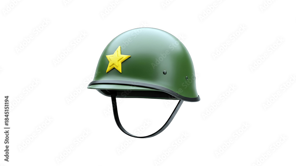 Fototapeta premium Military Helmet with Star on White Background