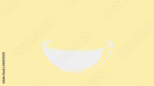 A simple white teacup on a bright yellow background, minimalistic design