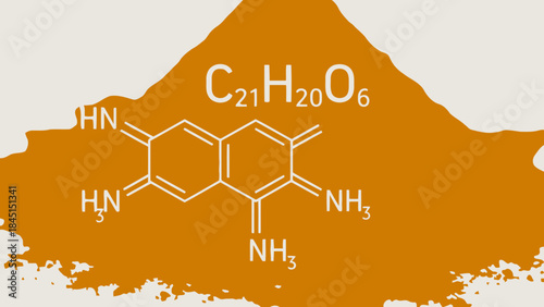 Detailed molecular structure of a chemical compound with formula c21h20o6 on orange background