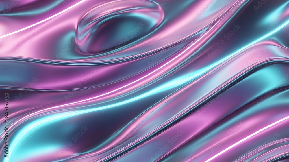 Fototapeta premium Iridescent Neon Pulse, Holographic Metallic 3D Abstract