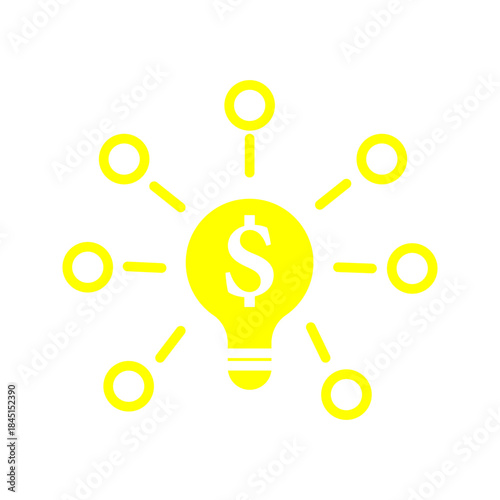 Business idea dollar light bulb line icon  Outline icon of a light bulb with dollar symbol representing profitable ideas, financial innovation, business strategy, and creative investment concepts.