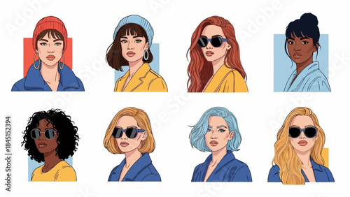 Diverse Women Fashion Portraits Collection: Stylish and Confident Modern Females