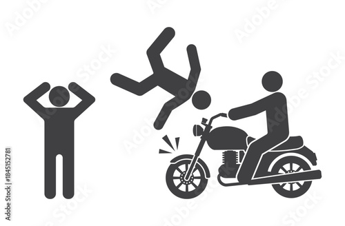 motorcycle hit pedestrian person road accident icon