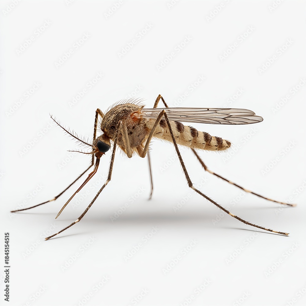 Naklejka premium Macro Shot of a Mosquito on White Background